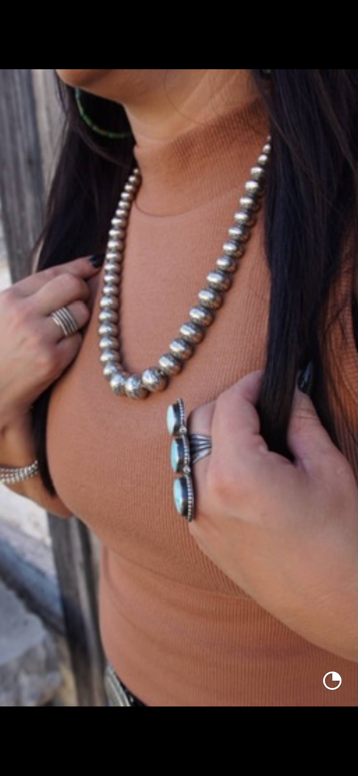 Engraved Sterling Silver Navajo Pearl Necklace