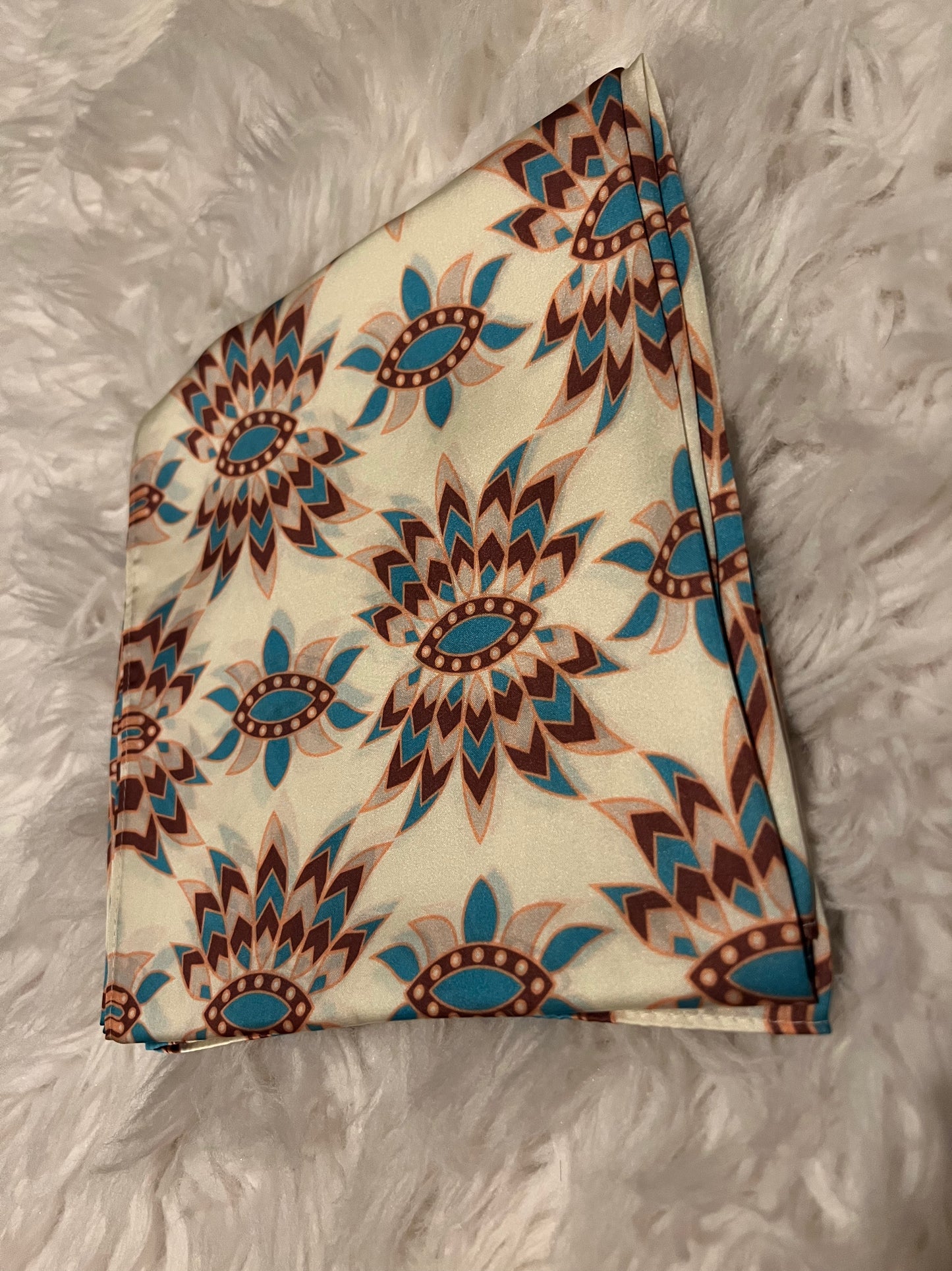 Turquoise Squash Print Wild Rag
