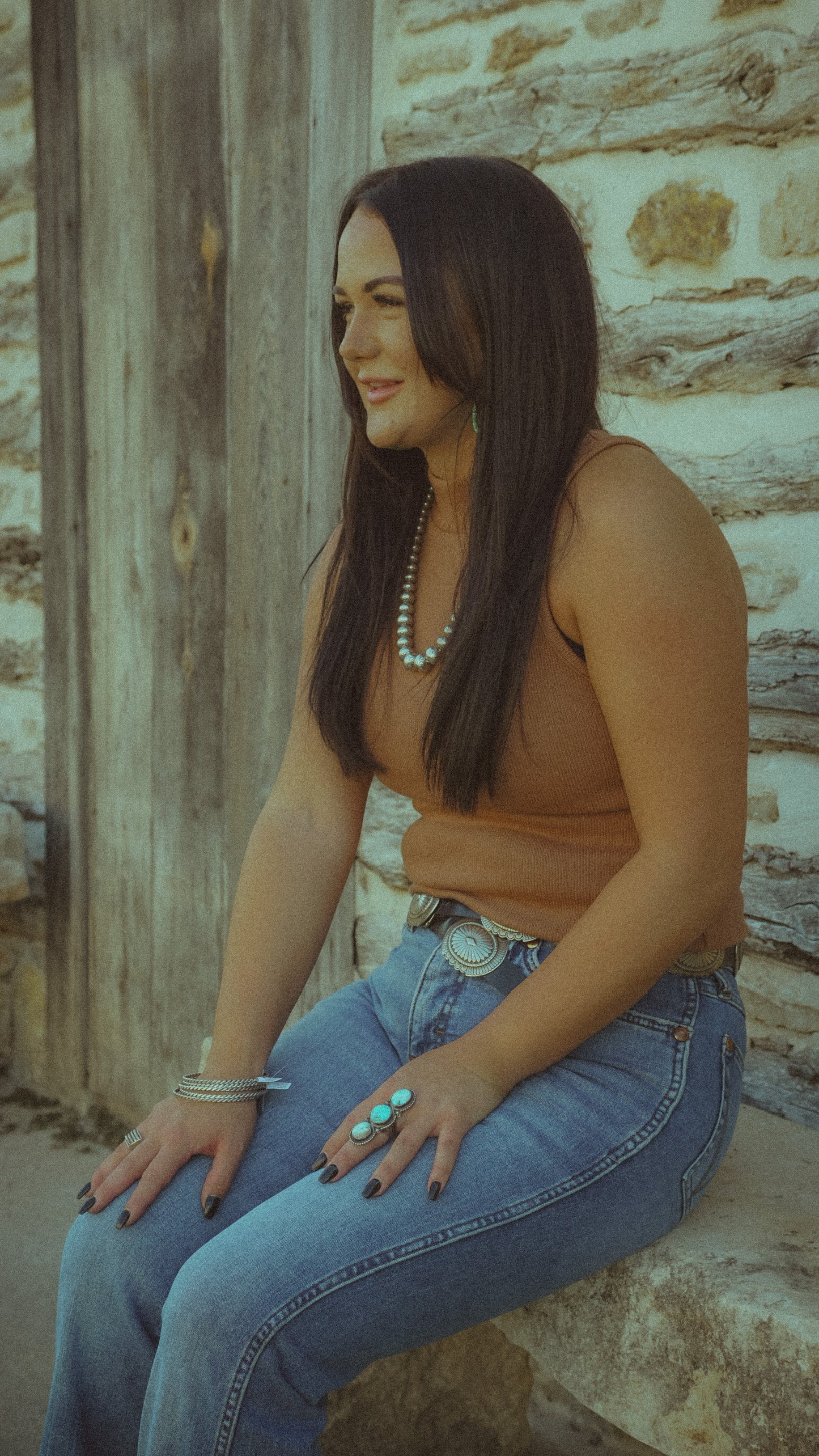 Engraved Sterling Silver Navajo Pearl Necklace